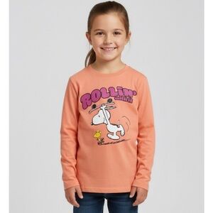 EPIC THREADS Snoopy Long Sleeve Tee, Girls M (10/12), Peach Pink